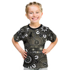 NAIDOC Week 2024 Fire Burning Kid T Shirt Aboriginal Dots Black Art
