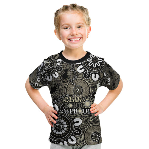 NAIDOC Week 2024 Fire Burning Kid T Shirt Aboriginal Dots Black Art