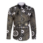 NAIDOC Week 2024 Fire Burning Long Sleeve Button Shirt Aboriginal Dots Black Art