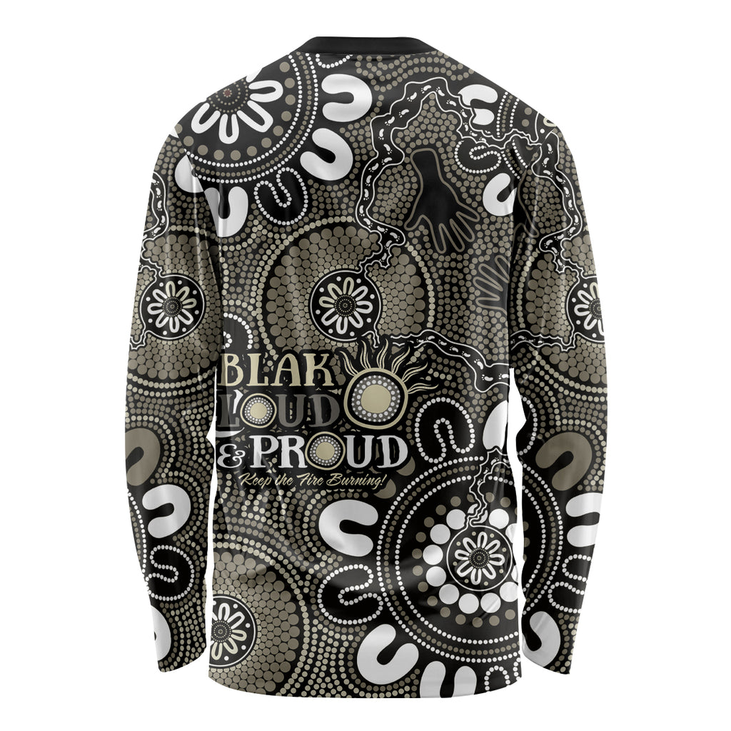 NAIDOC Week 2024 Fire Burning Long Sleeve Shirt Aboriginal Dots Black Art