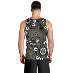 NAIDOC Week 2024 Fire Burning Men Tank Top Aboriginal Dots Black Art