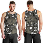 NAIDOC Week 2024 Fire Burning Men Tank Top Aboriginal Dots Black Art