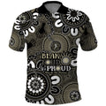 NAIDOC Week 2024 Fire Burning Polo Shirt Aboriginal Dots Black Art