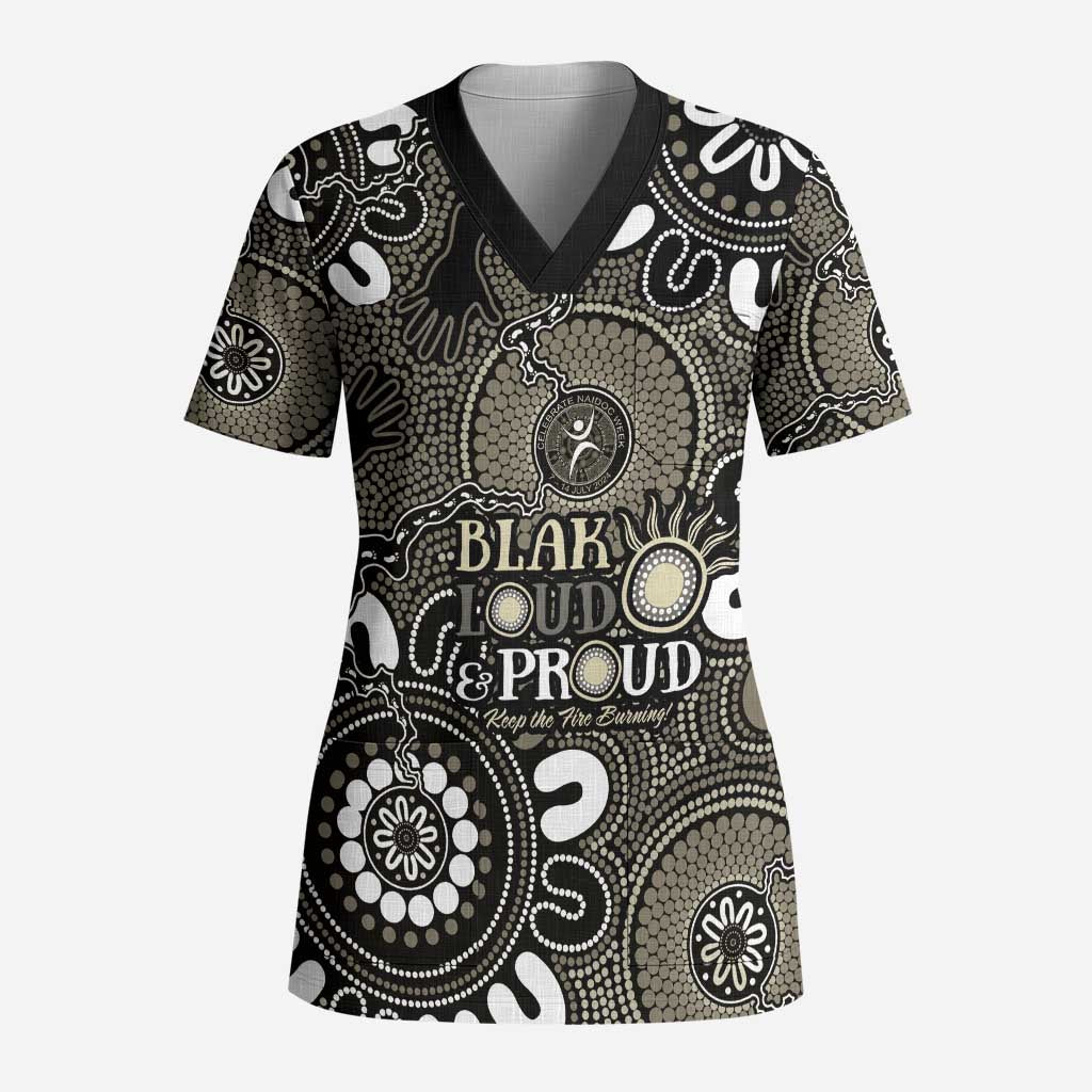 NAIDOC Week 2024 Fire Burning Scrub Top Aboriginal Dots Black Art - Aussie Hoodie