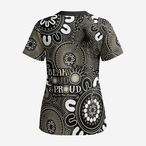 NAIDOC Week 2024 Fire Burning Scrub Top Aboriginal Dots Black Art - Aussie Hoodie