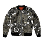 NAIDOC Week 2024 Fire Burning Sleeve Zip Bomber Jacket Aboriginal Dots Black Art