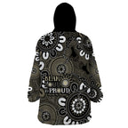 NAIDOC Week 2024 Fire Burning Wearable Blanket Hoodie Aboriginal Dots Black Art