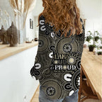 NAIDOC Week 2024 Fire Burning Women Casual Shirt Aboriginal Dots Black Art