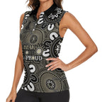 NAIDOC Week 2024 Fire Burning Women Sleeveless Polo Shirt Aboriginal Dots Black Art