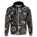 NAIDOC Week 2024 Fire Burning Zip Hoodie Aboriginal Dots Black Art