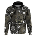 NAIDOC Week 2024 Fire Burning Zip Hoodie Aboriginal Dots Black Art