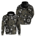 NAIDOC Week 2024 Fire Burning Zip Hoodie Aboriginal Dots Black Art