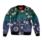 NAIDOC Week 2024 Fire Burning Bomber Jacket Aboriginal Dots Blue Art
