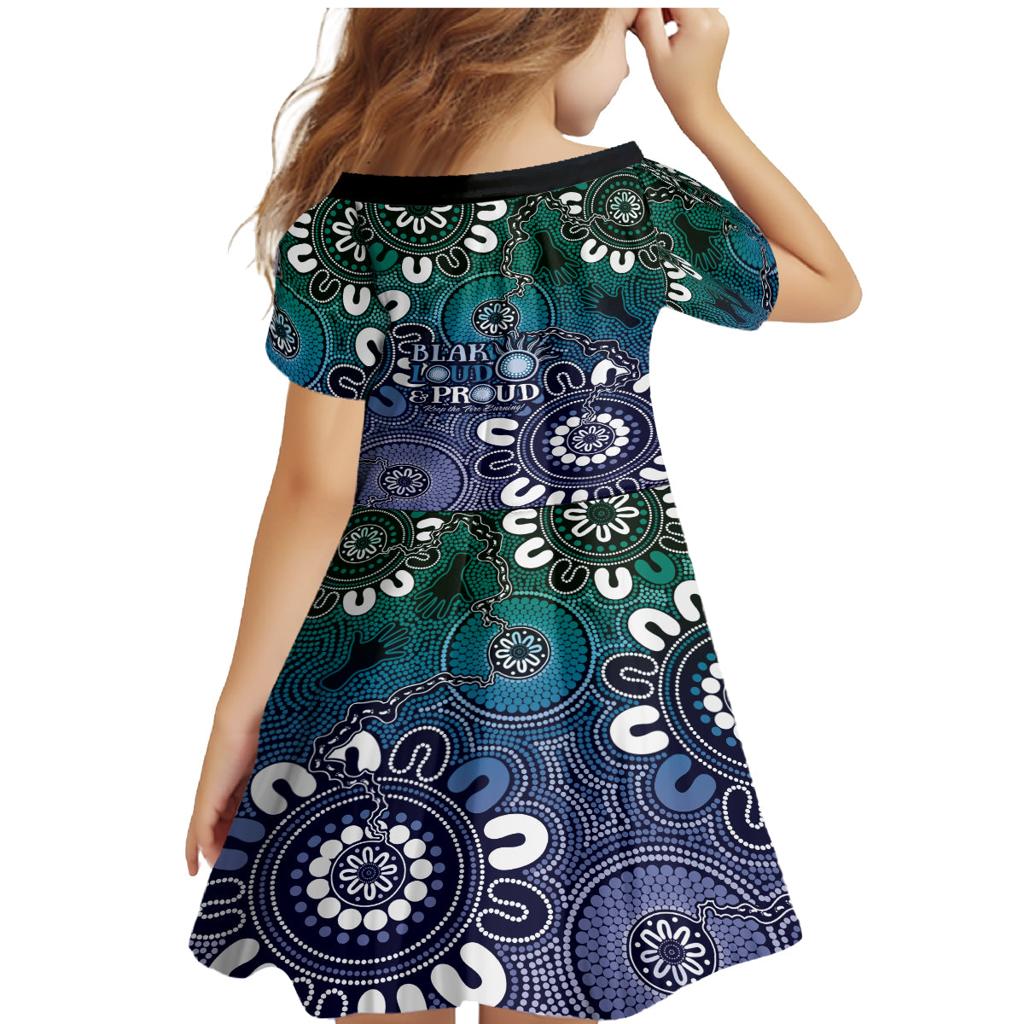 NAIDOC Week 2024 Fire Burning Family Matching Mermaid Dress and Hawaiian Shirt Aboriginal Dots Blue Art