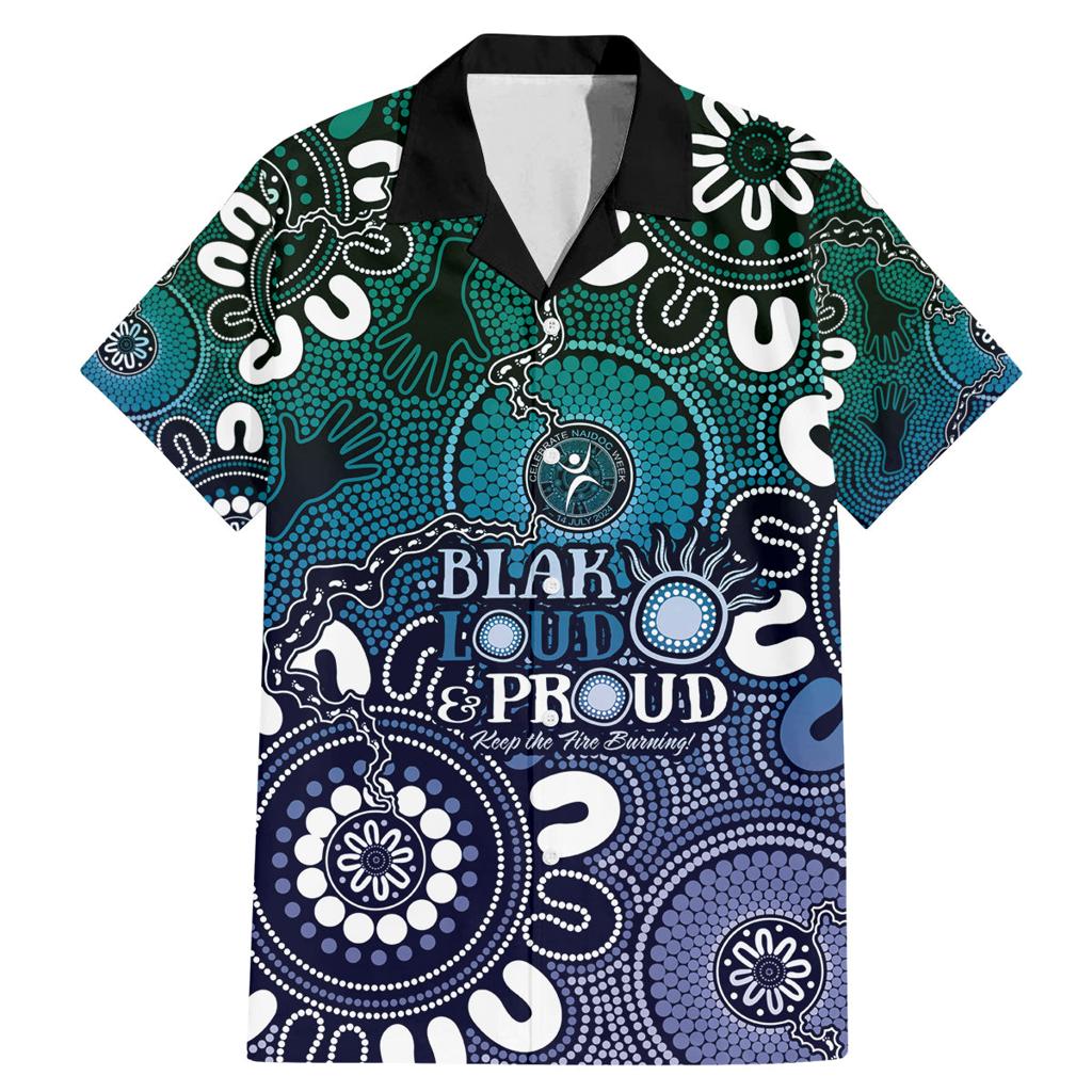 NAIDOC Week 2024 Fire Burning Family Matching Mermaid Dress and Hawaiian Shirt Aboriginal Dots Blue Art
