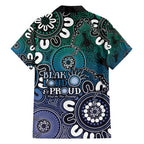 NAIDOC Week 2024 Fire Burning Family Matching Off Shoulder Maxi Dress and Hawaiian Shirt Aboriginal Dots Blue Art