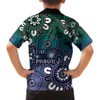 NAIDOC Week 2024 Fire Burning Family Matching Short Sleeve Bodycon Dress and Hawaiian Shirt Aboriginal Dots Blue Art
