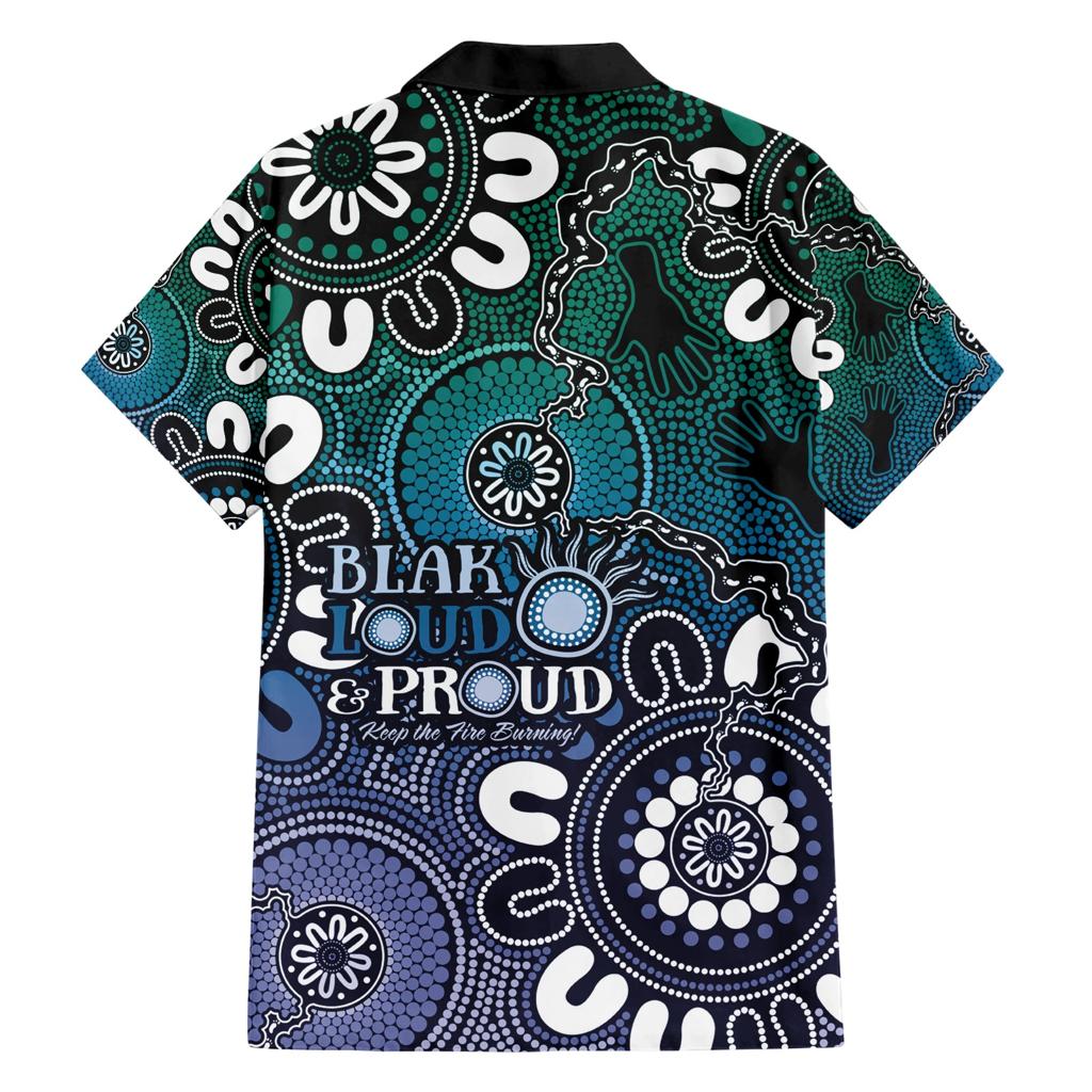 NAIDOC Week 2024 Fire Burning Family Matching Short Sleeve Bodycon Dress and Hawaiian Shirt Aboriginal Dots Blue Art