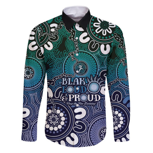 NAIDOC Week 2024 Fire Burning Family Matching Short Sleeve Bodycon Dress and Hawaiian Shirt Aboriginal Dots Blue Art