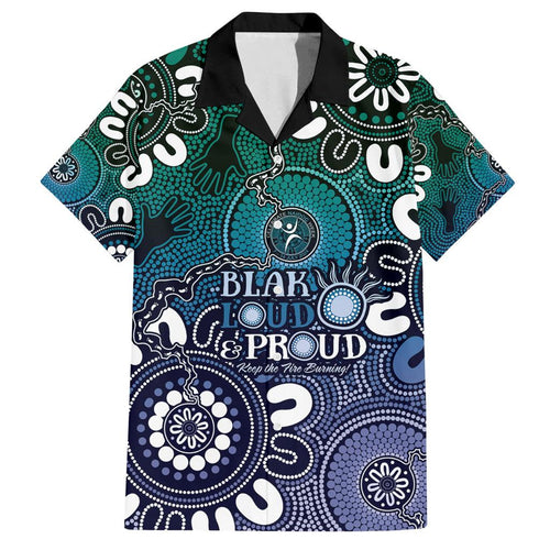 NAIDOC Week 2024 Fire Burning Family Matching Summer Maxi Dress and Hawaiian Shirt Aboriginal Dots Blue Art