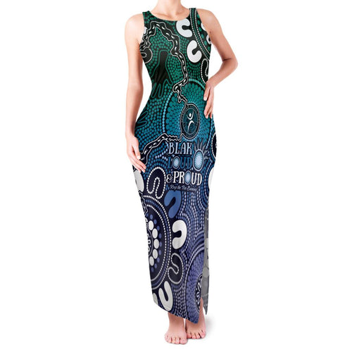 NAIDOC Week 2024 Fire Burning Family Matching Tank Maxi Dress and Hawaiian Shirt Aboriginal Dots Blue Art