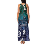 NAIDOC Week 2024 Fire Burning Family Matching Tank Maxi Dress and Hawaiian Shirt Aboriginal Dots Blue Art