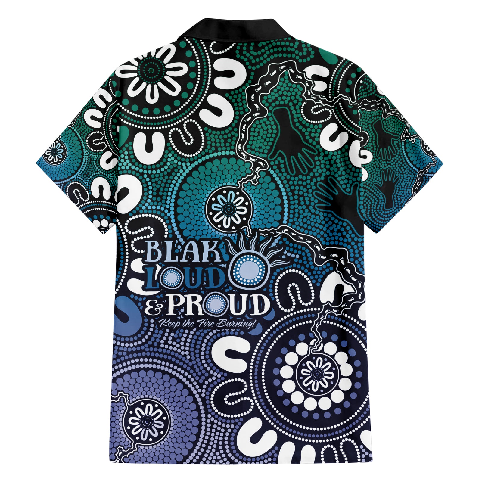 NAIDOC Week 2024 Fire Burning Hawaiian Shirt Aboriginal Dots Blue Art