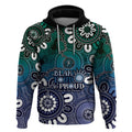 NAIDOC Week 2024 Fire Burning Hoodie Aboriginal Dots Blue Art