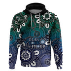 NAIDOC Week 2024 Fire Burning Hoodie Aboriginal Dots Blue Art