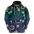 NAIDOC Week 2024 Fire Burning Hoodie Aboriginal Dots Blue Art