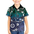 NAIDOC Week 2024 Fire Burning Kid Hawaiian Shirt Aboriginal Dots Blue Art