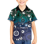 NAIDOC Week 2024 Fire Burning Kid Hawaiian Shirt Aboriginal Dots Blue Art