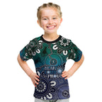 NAIDOC Week 2024 Fire Burning Kid T Shirt Aboriginal Dots Blue Art
