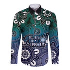 NAIDOC Week 2024 Fire Burning Long Sleeve Button Shirt Aboriginal Dots Blue Art