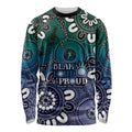 NAIDOC Week 2024 Fire Burning Long Sleeve Shirt Aboriginal Dots Blue Art