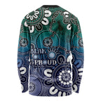 NAIDOC Week 2024 Fire Burning Long Sleeve Shirt Aboriginal Dots Blue Art