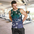NAIDOC Week 2024 Fire Burning Men Tank Top Aboriginal Dots Blue Art