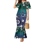 NAIDOC Week 2024 Fire Burning Mermaid Dress Aboriginal Dots Blue Art