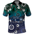 NAIDOC Week 2024 Fire Burning Polo Shirt Aboriginal Dots Blue Art