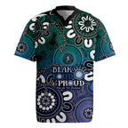 NAIDOC Week 2024 Fire Burning Rugby Jersey Aboriginal Dots Blue Art