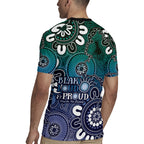 NAIDOC Week 2024 Fire Burning Rugby Jersey Aboriginal Dots Blue Art