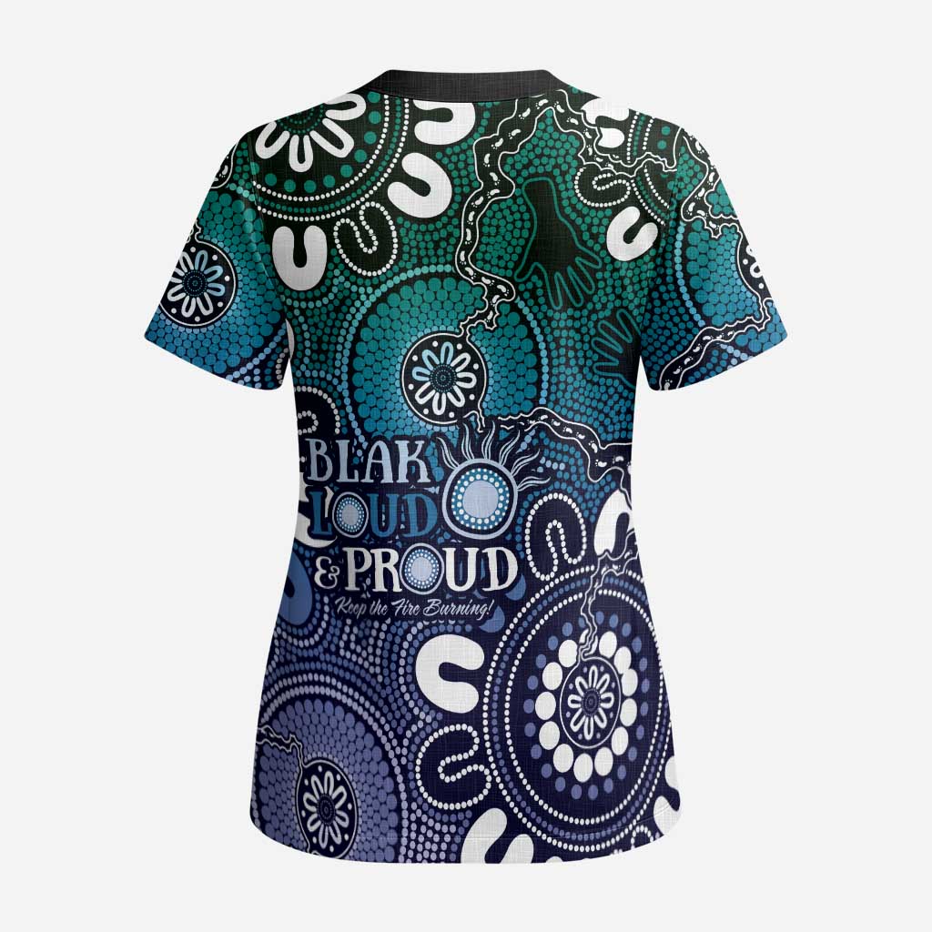 NAIDOC Week 2024 Fire Burning Scrub Top Aboriginal Dots Blue Art - Aussie Hoodie