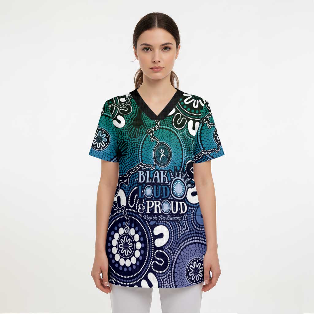 NAIDOC Week 2024 Fire Burning Scrub Top Aboriginal Dots Blue Art - Aussie Hoodie