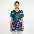 NAIDOC Week 2024 Fire Burning Scrub Top Aboriginal Dots Blue Art - Aussie Hoodie