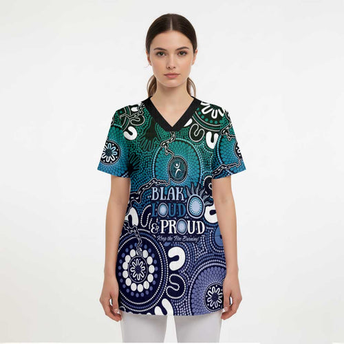 NAIDOC Week 2024 Fire Burning Scrub Top Aboriginal Dots Blue Art - Aussie Hoodie