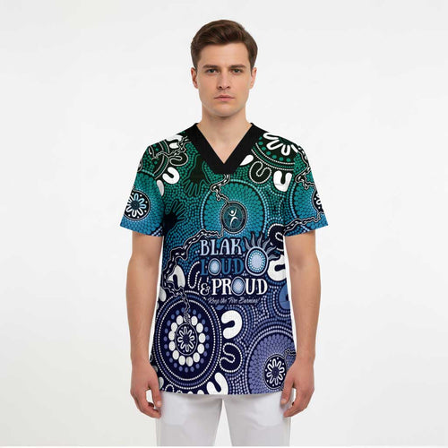 NAIDOC Week 2024 Fire Burning Scrub Top Aboriginal Dots Blue Art - Aussie Hoodie