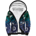 NAIDOC Week 2024 Fire Burning Sherpa Hoodie Aboriginal Dots Blue Art