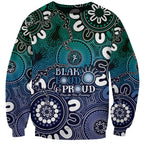 NAIDOC Week 2024 Fire Burning Sweatshirt Aboriginal Dots Blue Art