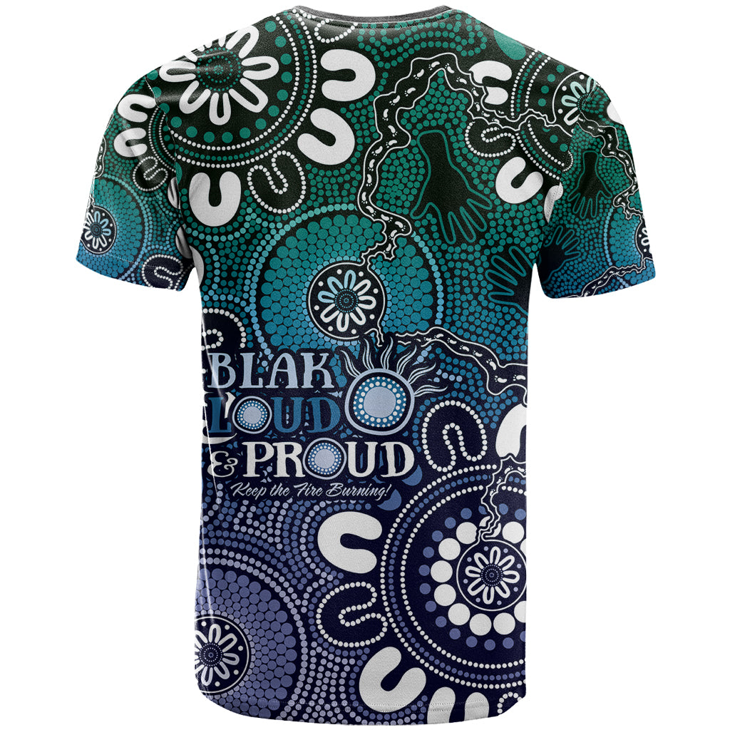 NAIDOC Week 2024 Fire Burning T Shirt Aboriginal Dots Blue Art