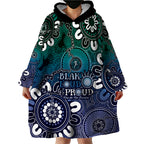 NAIDOC Week 2024 Fire Burning Wearable Blanket Hoodie Aboriginal Dots Blue Art